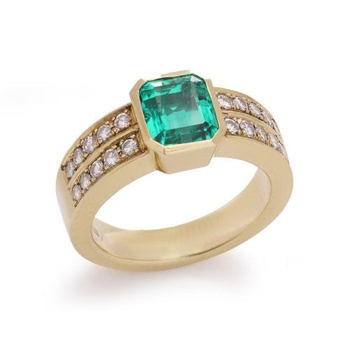 Ring Natuurlijke Colombiaanse smaragd (geen olie) en, Handtassen en Accessoires, Ringen