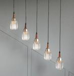 Lampe - Bois de teck, verre, métal chromé - Ensemble de cinq, Antiek en Kunst