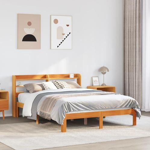 vidaXL Cadre de lit sans matelas cire marron 140x190cm, Maison & Meubles, Chambre à coucher | Lits, Neuf, Envoi