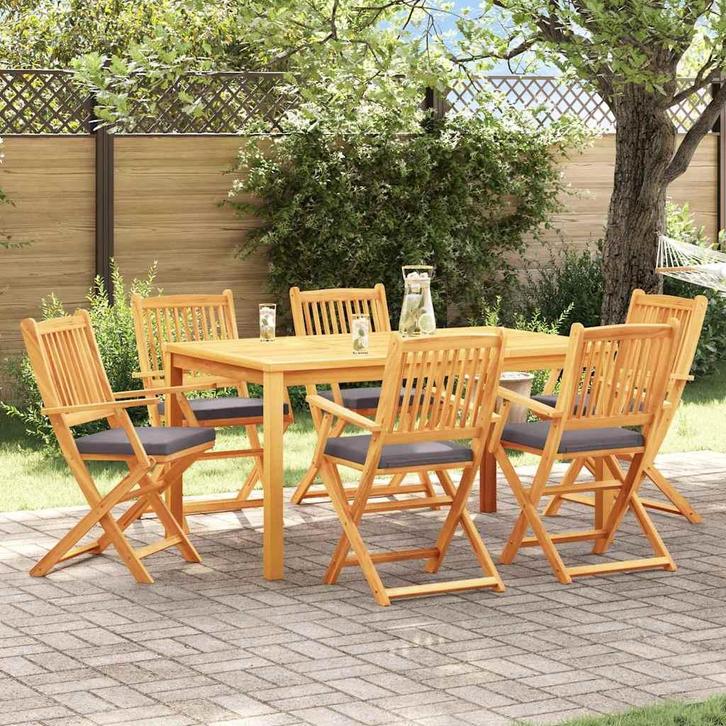 vidaXL Vouwstoel 6 pcs Grijs 49 x 57,5 x 92cm Massief, Tuin en Terras, Tuinstoelen, Nieuw, Verzenden