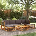 vidaXL 7-delige Tuinbankstel met kussens massief acaciahout, Tuin en Terras, Verzenden, Nieuw