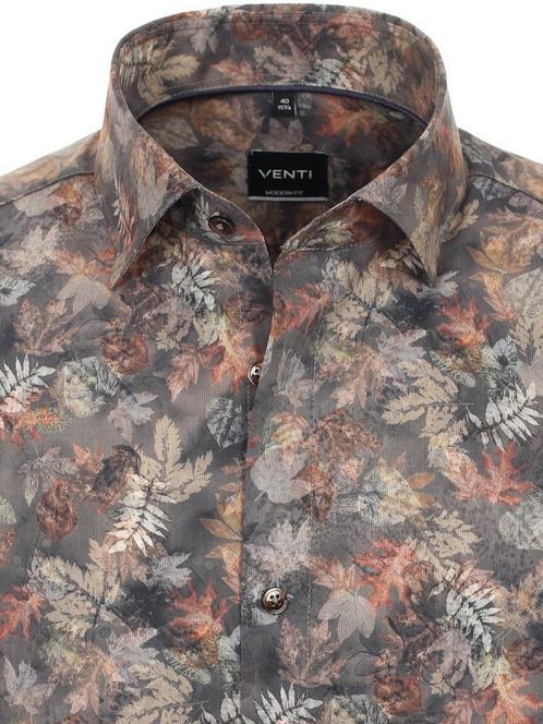 Bruin Venti Overhemd Kent Boord Met Motief Modern Fit, Vêtements | Hommes, T-shirts, Envoi
