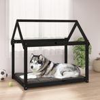 vidaXL Hondenmand 111x80x100 cm massief grenenhout zwart, Dieren en Toebehoren, Honden-accessoires, Verzenden, Nieuw