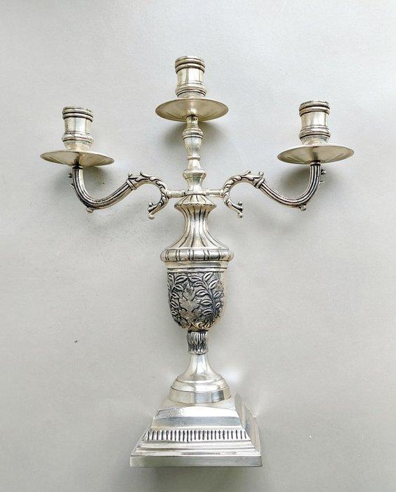 Kandelaar - Nikkelplated - Kandelaber, Antiek en Kunst, Curiosa en Brocante