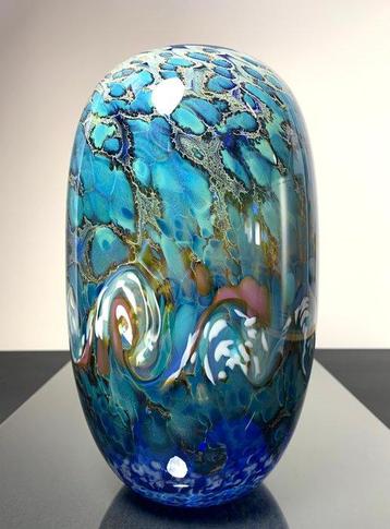 Maxence Parot - Vaas - Unieke vaas van cobalt en opalines,