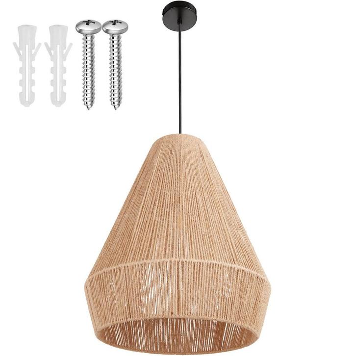 tectake Hanglamp Suri van jute in boho-stijl, 40W - natuur, Maison & Meubles, Lampes | Suspensions, Envoi
