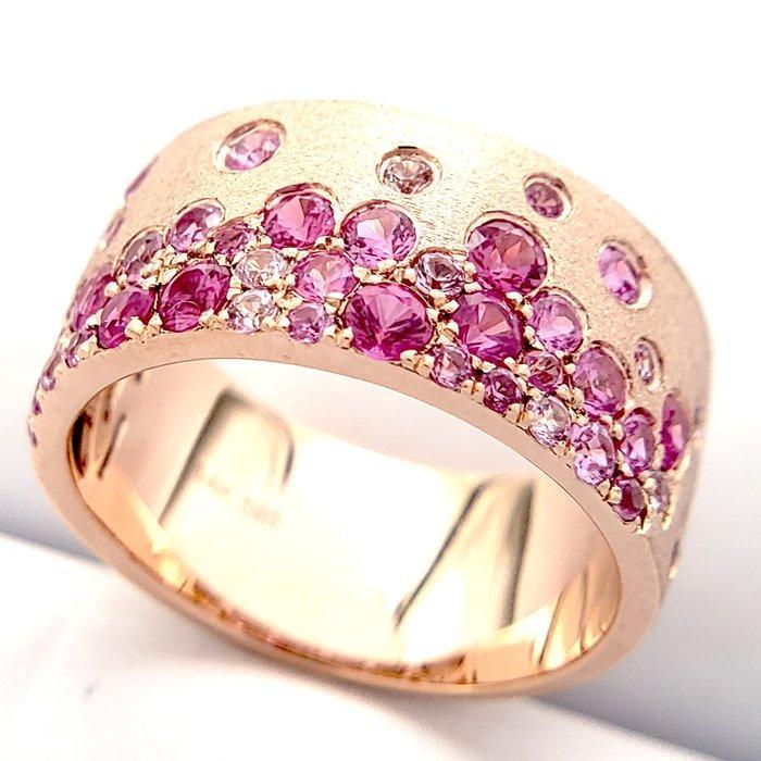 Ring - 14 karaat Roségoud - 1.16ct. tw. Robijn, Handtassen en Accessoires, Ringen