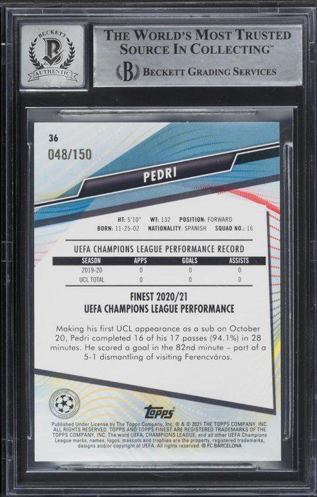 2020-21 Topps Finest UEFA Blue Refractor #36 Pedri RC Auto, Verzamelen, Stickers