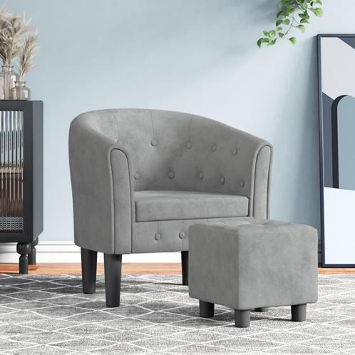 vidaXL Kuipstoel met voetenbank fluweel lichtgrijs, Maison & Meubles, Fauteuils, Envoi