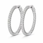 Hoepel oorbellen - 14 karaat Witgoud - 2.18ct. tw. Diamant