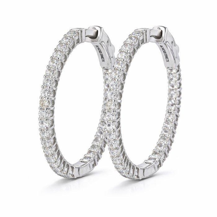 Hoepel oorbellen - 14 karaat Witgoud - 2.18ct. tw. Diamant, Bijoux, Sacs & Beauté, Bijoux anciens