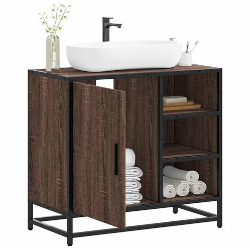 vidaXL Wastafelkast 65x33x60 cm bewerkt hout bruin, Huis en Inrichting, Badkamer | Badkamermeubels, Nieuw, Verzenden