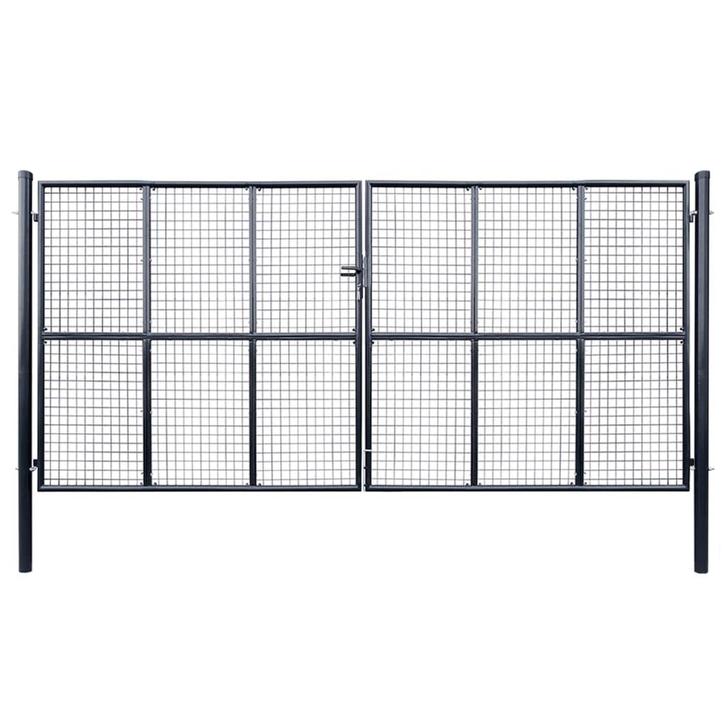vidaXL Tuinhek van gaas gegalvaniseerd staal 415x200 cm, Tuin en Terras, Tuinpoorten, Nieuw, Verzenden