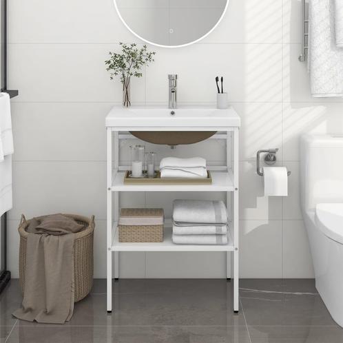 vidaXL Wastafelframe met inbouwwastafel ijzer wit, Huis en Inrichting, Tafels | Kaptafels, Nieuw, Verzenden