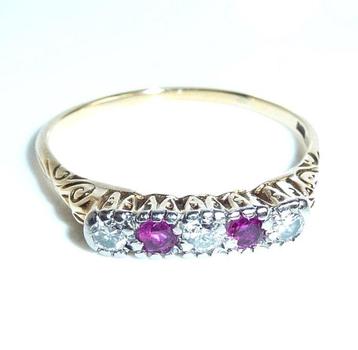 Ring - 14 karaat Geel goud - 0.25ct. tw. Diamant