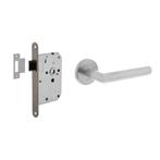 Deurbeslag set loopslot RVS + deurklink Jura geborsteld RVS, Ophalen of Verzenden, Klink of Kruk