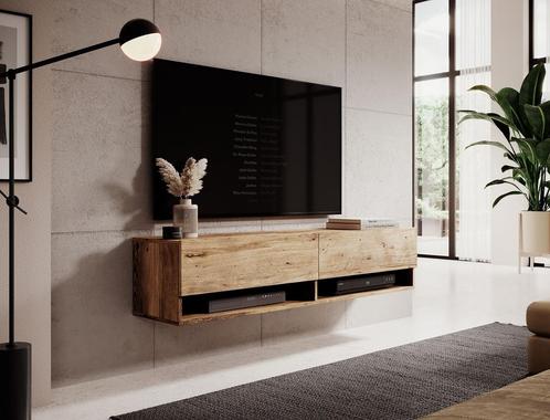 TV-Meubel hangend eiken kastanje 2 deuren 140 cm, Maison & Meubles, Armoires | Mobilier de télévision, Envoi