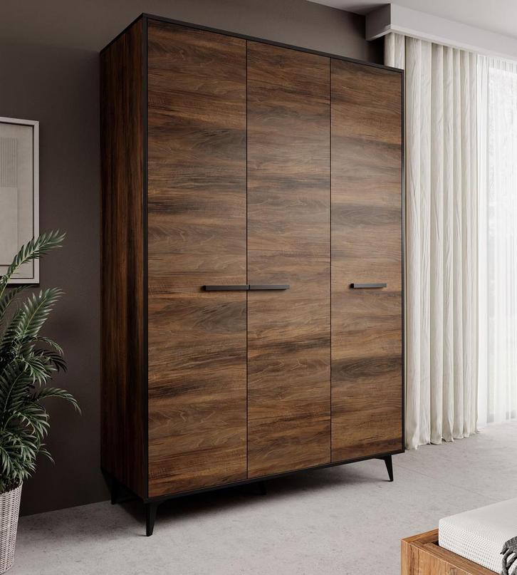 Kledingkast donker eiken 135x50x200 met klapdeuren, Huis en Inrichting, Kasten | Overige, Nieuw, Verzenden