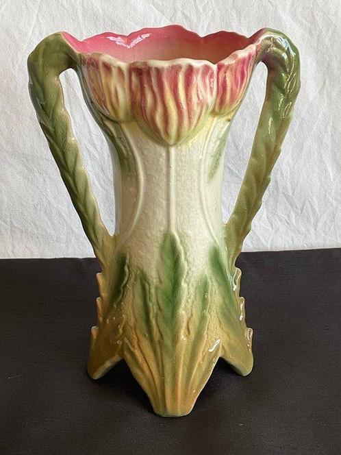 Antieke Art Nouveau - Vase - Barbotine en céramique ornée de, Antiek en Kunst, Kunst | Designobjecten