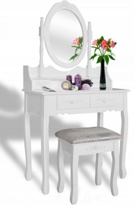 Stijlvolle make-up tafel met spiegel en kruk - 74x143cm -..., Huis en Inrichting, Tafels | Kaptafels, Nieuw, Hout, 150 tot 200 cm