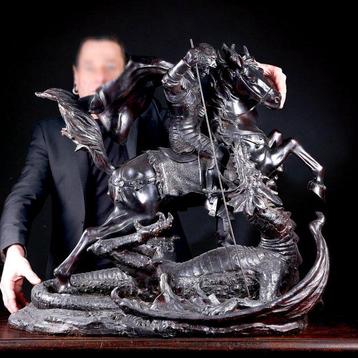 Statue, Statua, Bronze Sculpture - Saint George and the