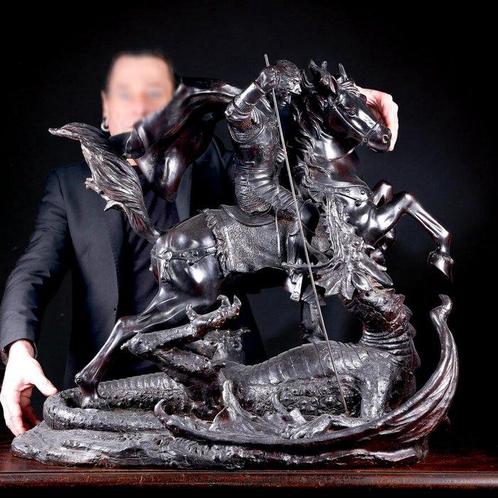 Statue, Statua, Bronze Sculpture - Saint George and the, Verzamelen, Dierenverzamelingen