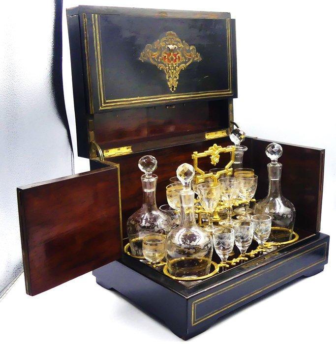 Drankkast - Hout, Brons, Messing, Kristal, Napoléon III, Antiquités & Art, Antiquités | Autres Antiquités