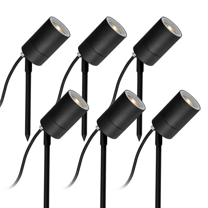 Tuinspots 6x LED Pin Tuinspot Zwart Tuinverlichting, Tuin en Terras, Buitenverlichting, Verzenden
