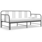 vidaXL Slaapbankframe uittrekbaar metaal grijs 90x200 cm, Huis en Inrichting, Verzenden, Nieuw