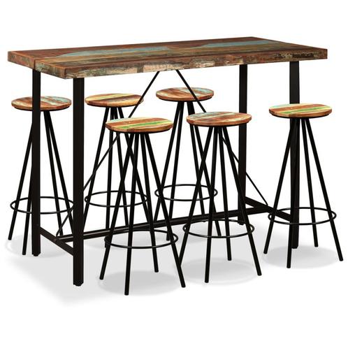 vidaXL Barset massief gerecycled hout 7-delig, Huis en Inrichting, Complete eetkamers, Nieuw, Verzenden