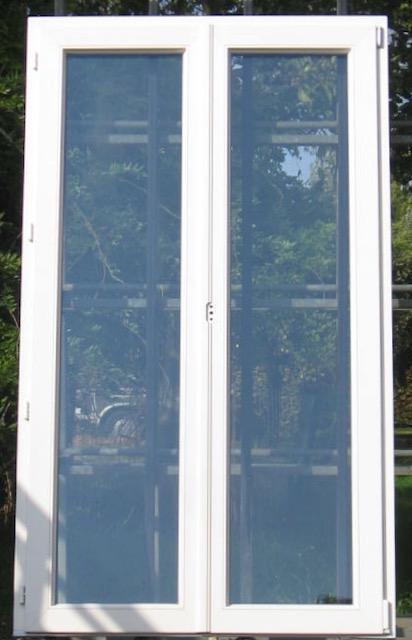 pvc terrasraam , raam , chassis 125 x 215 wit / kwartsgrijs, Doe-het-zelf en Bouw, Raamkozijnen en Schuifdeuren, Inclusief glas