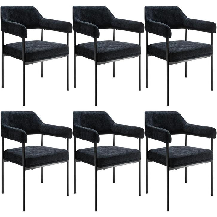 tectake Eetkamerstoel Doé, gestoffeerd, stalen poten - Gewev, Huis en Inrichting, Stoelen, Verzenden