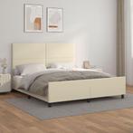 vidaXL Bedframe met hoofdbord kunstleer crèmekleurig 180x200, Huis en Inrichting, Slaapkamer | Bedden, Verzenden, Nieuw