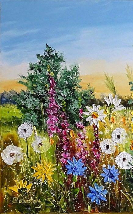 Urszula Lemaska (XXI - Summer in the meadow, Antiquités & Art, Art | Peinture | Moderne