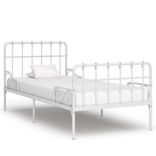 vidaXL Bedframe met lattenbodem metaal wit 90x200 cm, Huis en Inrichting, Slaapkamer | Bedden, Nieuw, Verzenden