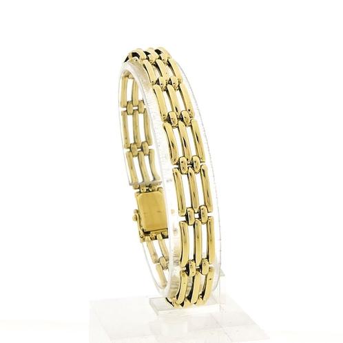 Gouden fantasie schakel armband | 19,5 cm (vintage sieraad), Handtassen en Accessoires, Armbanden, Overige kleuren, Gebruikt, Goud