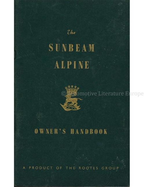 1959 SUNBEAM ALPINE SERIE I INSTRUCTIEBOEKJE ENGELS, Auto diversen, Handleidingen en Instructieboekjes, Ophalen of Verzenden