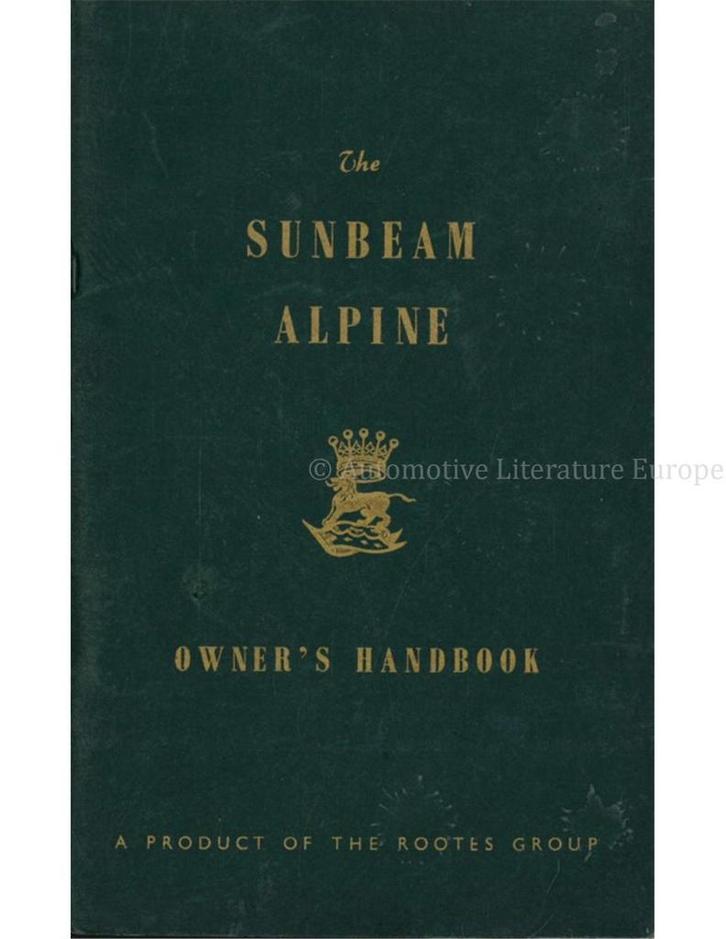1959 SUNBEAM ALPINE SERIE I INSTRUCTIEBOEKJE ENGELS, Autos : Divers, Modes d'emploi & Notices d'utilisation, Enlèvement ou Envoi