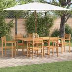 vidaXL Tuin Eettafel Set 7 pcs Naturel Massief Acacia Hout, Verzenden, Nieuw