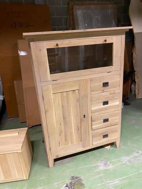 Massief eiken kast (nieuw, outlet), Huis en Inrichting, Kasten | Wandmeubels, Nieuw, Eikenhout, Glas