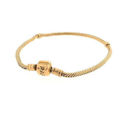 Gouden Pandora armband; Snake Chain | 21 cm (dames sieraad), Handtassen en Accessoires, Bedels, Gebruikt, Overige merken, Goud