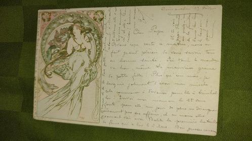 Mucha - De kunsten - Muziek - Ansichtkaart - 1906-1906, Collections, Cartes postales | Étranger