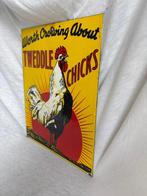 Tweddle Chicks emaille reclamebord – “Worth Crowing About” –