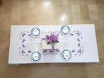 Tovaglia puro lino con ricamo a mano 12 posti Tablecloth