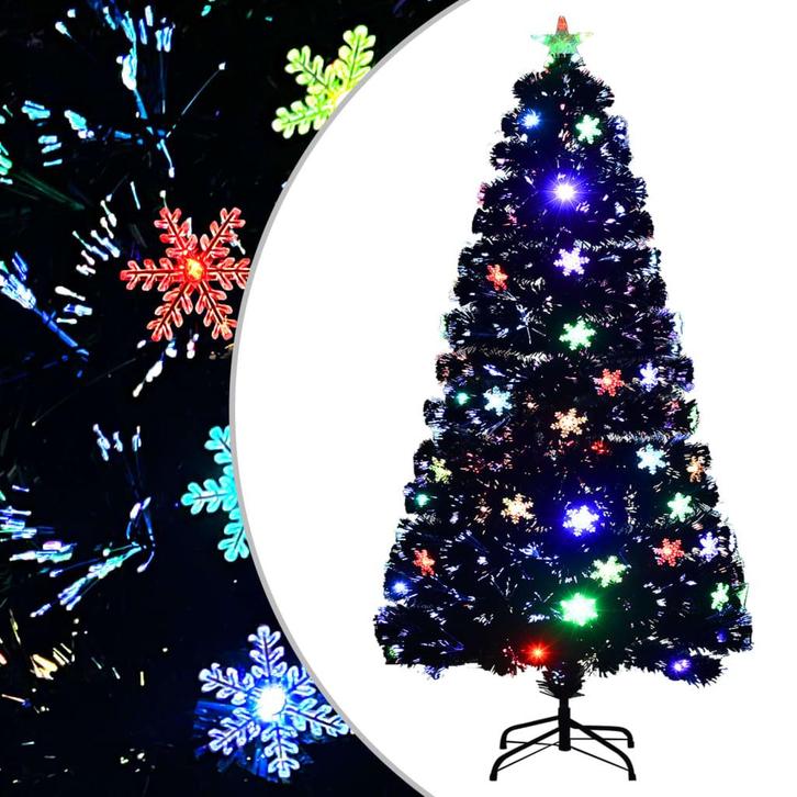 vidaXL Kerstboom met LED-sneeuwvlokken 120 cm glasvezel, Diversen, Kerst, Nieuw, Verzenden