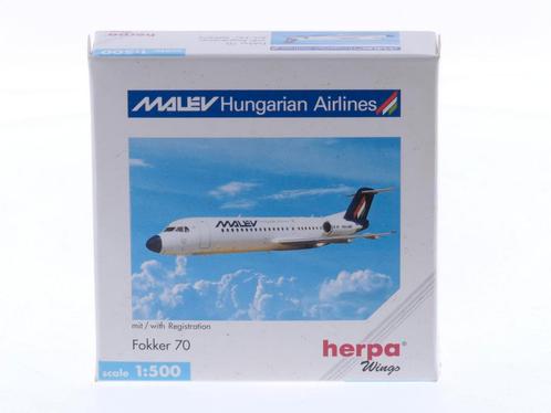 Schaal 1:500 Herpa 509275 Malev Hungarian Airlines Fokker..., Hobby en Vrije tijd, Modelbouw | Vliegtuigen en Helikopters, Zo goed als nieuw