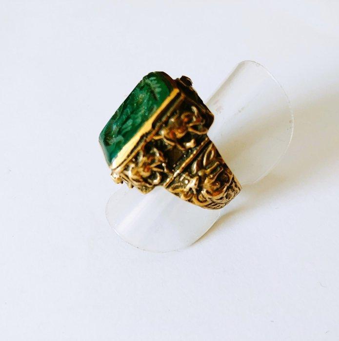 Messing, groene steen - Ring - Zijderoute Centraal-Azië, Antiek en Kunst, Kunst | Niet-Westerse kunst