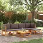 vidaXL 6-delige tuinbankset met kussens acaciahout & rotan, Verzenden, Nieuw