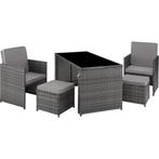 tectake Wicker zitgroep Palermo 2+2+1 - grijs, Tuin en Terras, Tuinsets en Loungesets, Verzenden, Nieuw