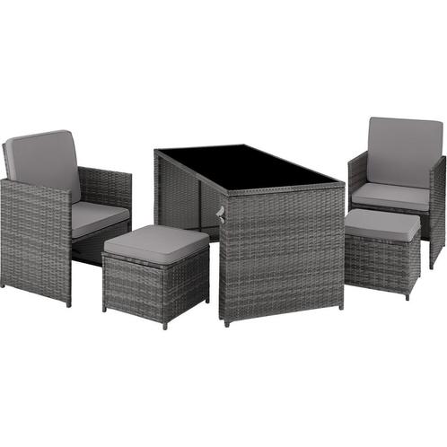 tectake Wicker zitgroep Palermo 2+2+1 - grijs, Tuin en Terras, Tuinsets en Loungesets, Verzenden